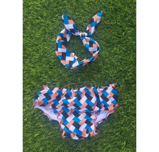 Baby girl colorful geometric swim nappy and head band - GEOMETRIC BABY